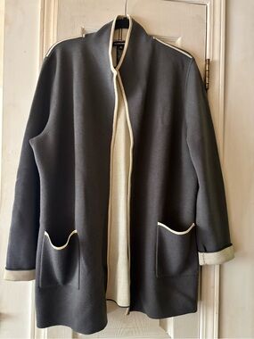 Ellen Tracy Dark Olive Jacket with Cream Trim